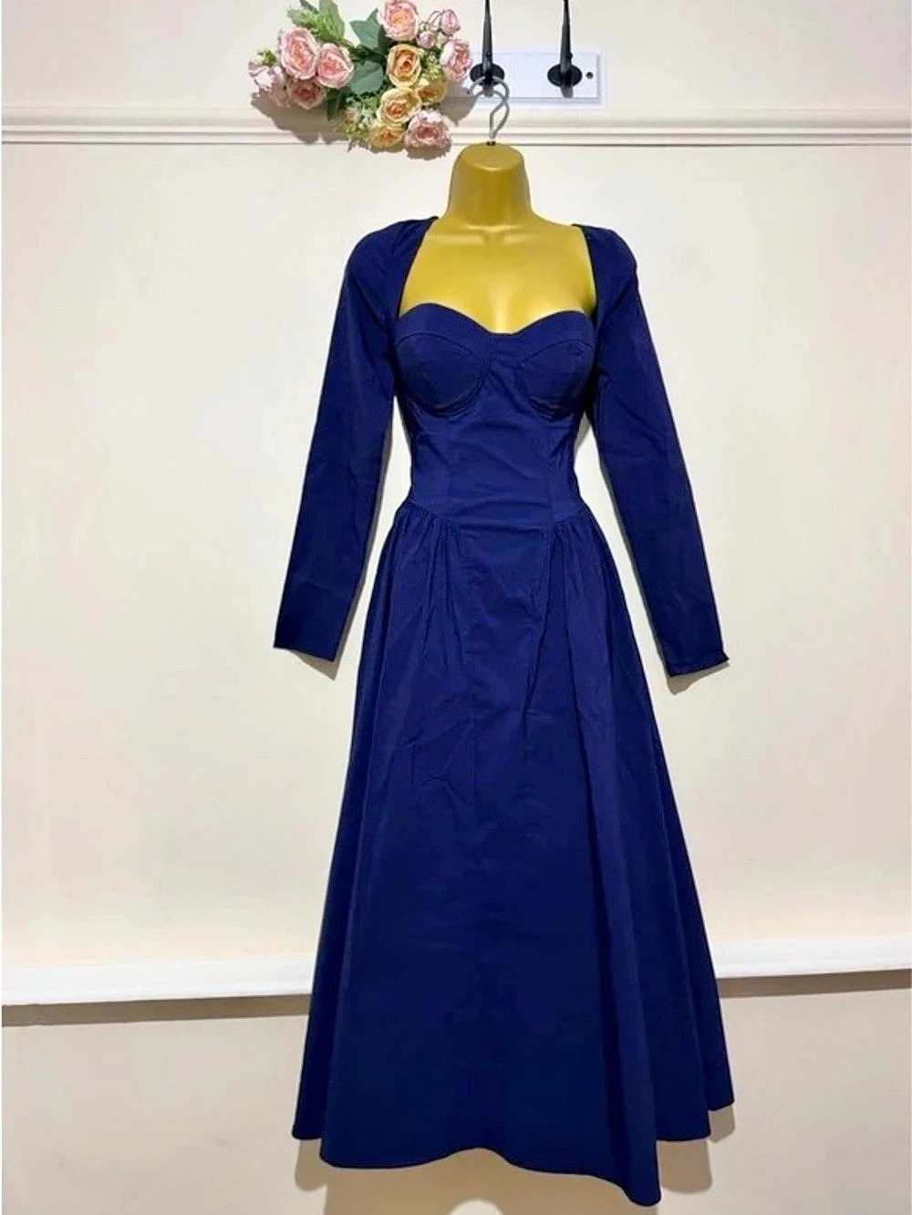 Blue Long Sleeve Maxi Dress